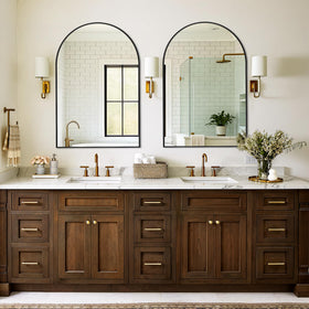 LAWADA arched mirror for living room wall adds a balanced focal point