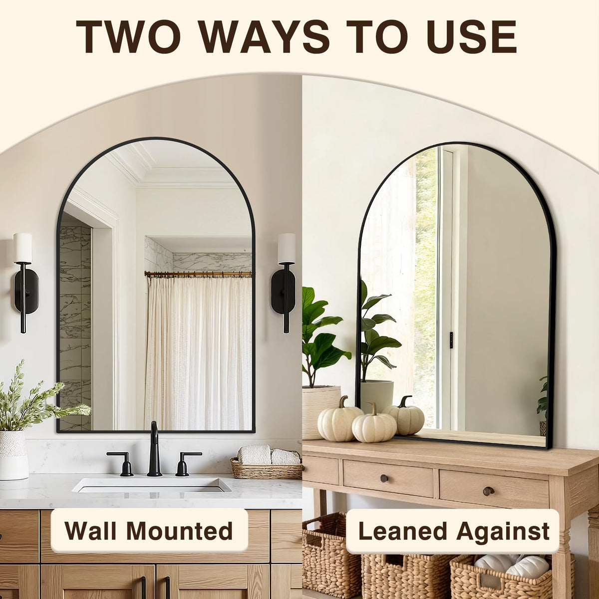 LAWADA arched wall mirror complements entryway decor with a refined silhouette
