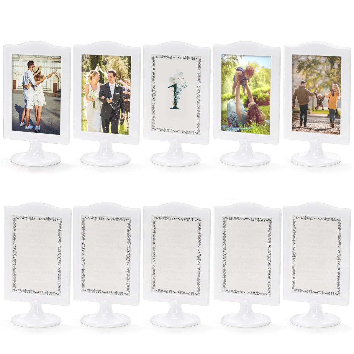 Lawei double-sided 4x6 frame with vertical display for wedding tables.
