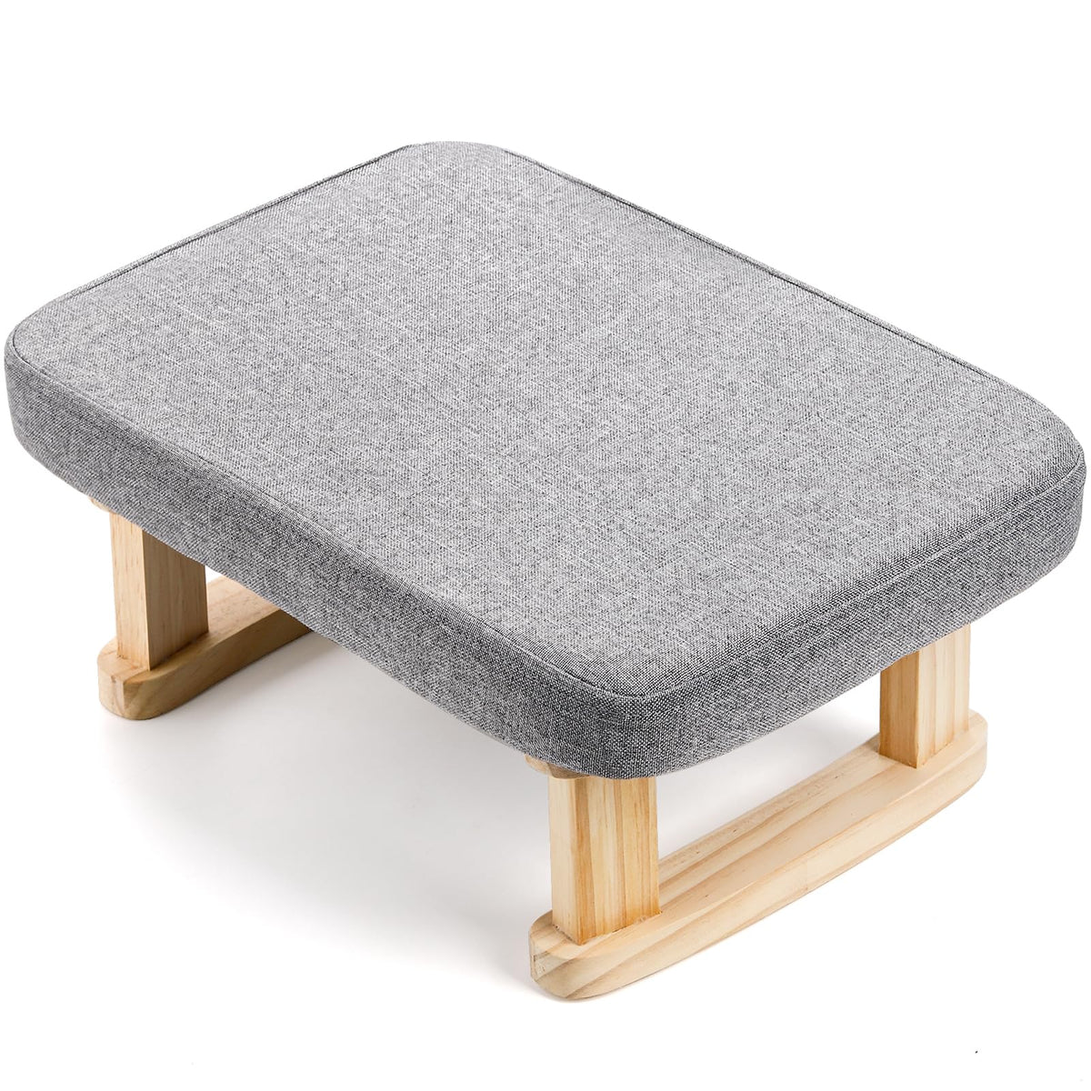 Lawei footstool rectangle gray seat provides cushioned comfort beside the sofa