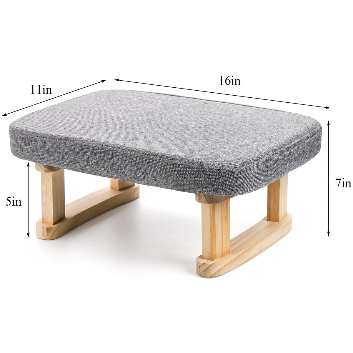 Lawei footstool wood legs closeup showing sturdy support and modern style