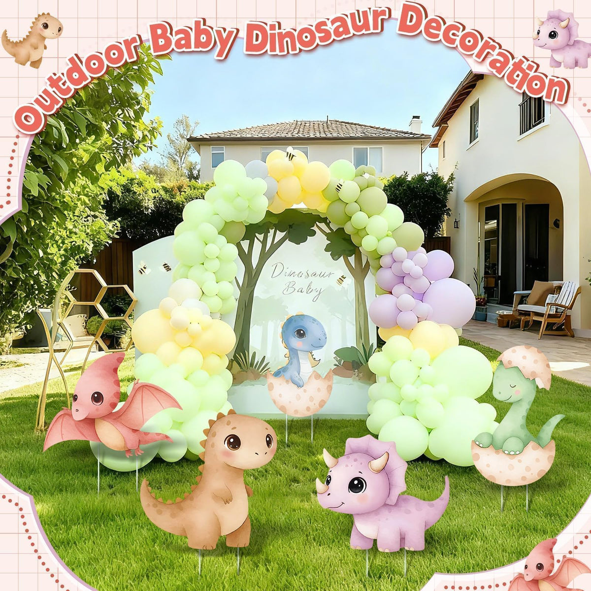 LawnIdyll dinosaur photo prop set boosts group memory captures