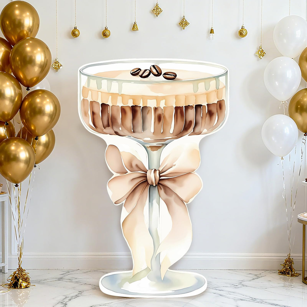 LawnIdyll Espresso Martini cutout 4ft banner enhances party photos with a playful milestone theme