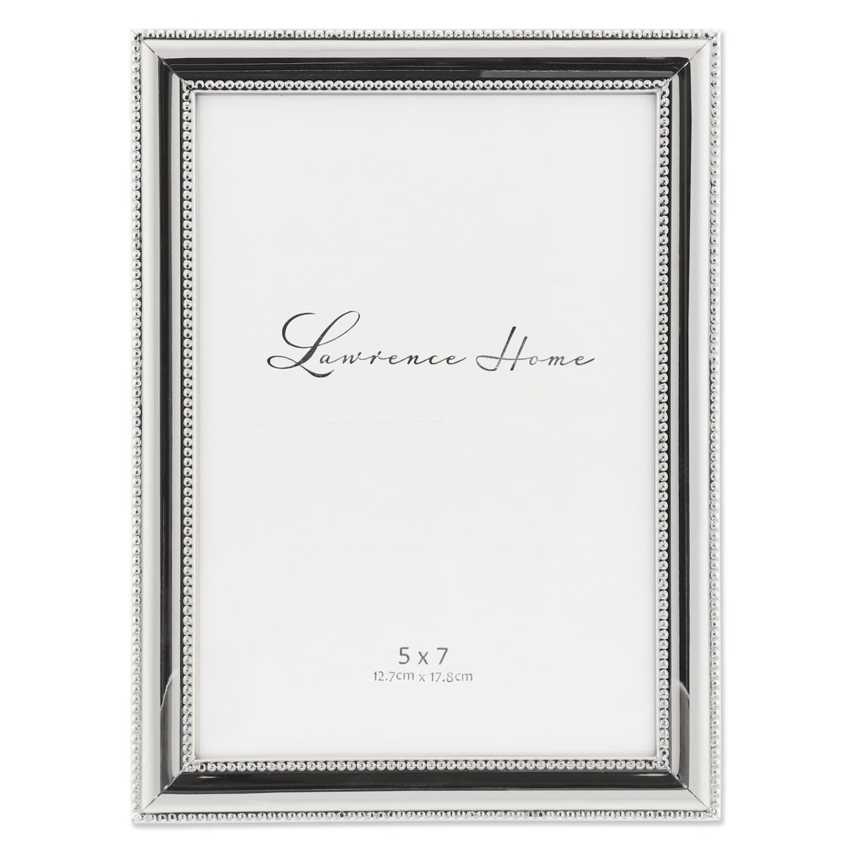Lawrence Frames 510757 silver-plated frame with delicate beading for 5x7 photos