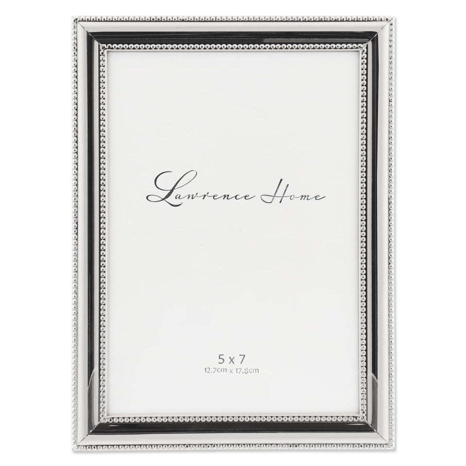 Lawrence Frames 510757 silver-plated frame with delicate beading for 5x7 photos