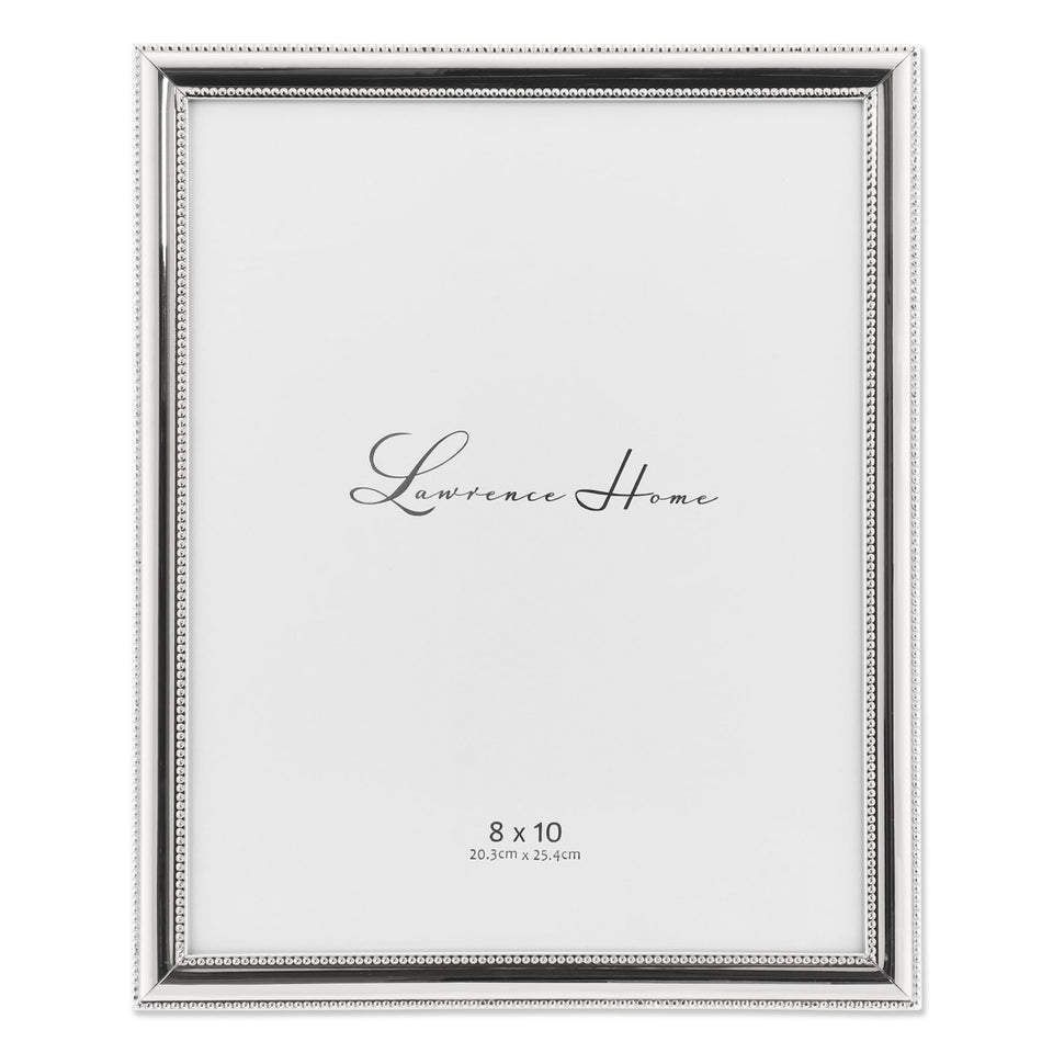 Lawrence Frames 510780 silver plate frame with delicate beading for elegant wall or shelf display.