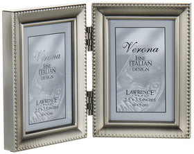 Lawrence Frames pewter frame outer edge beading showcases refined detailing for display.
