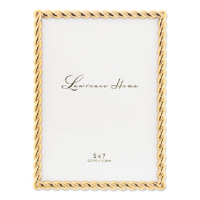 Lawrence Frames rope design frame 5x7 gold, ideal for tabletop display.