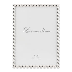 Lawrence Frames rope design frame 5x7 silver, front view, elegant display for photos