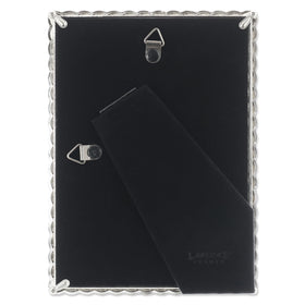 Lawrence Frames rope design frame 5x7 silver, back view showing wall mounting option