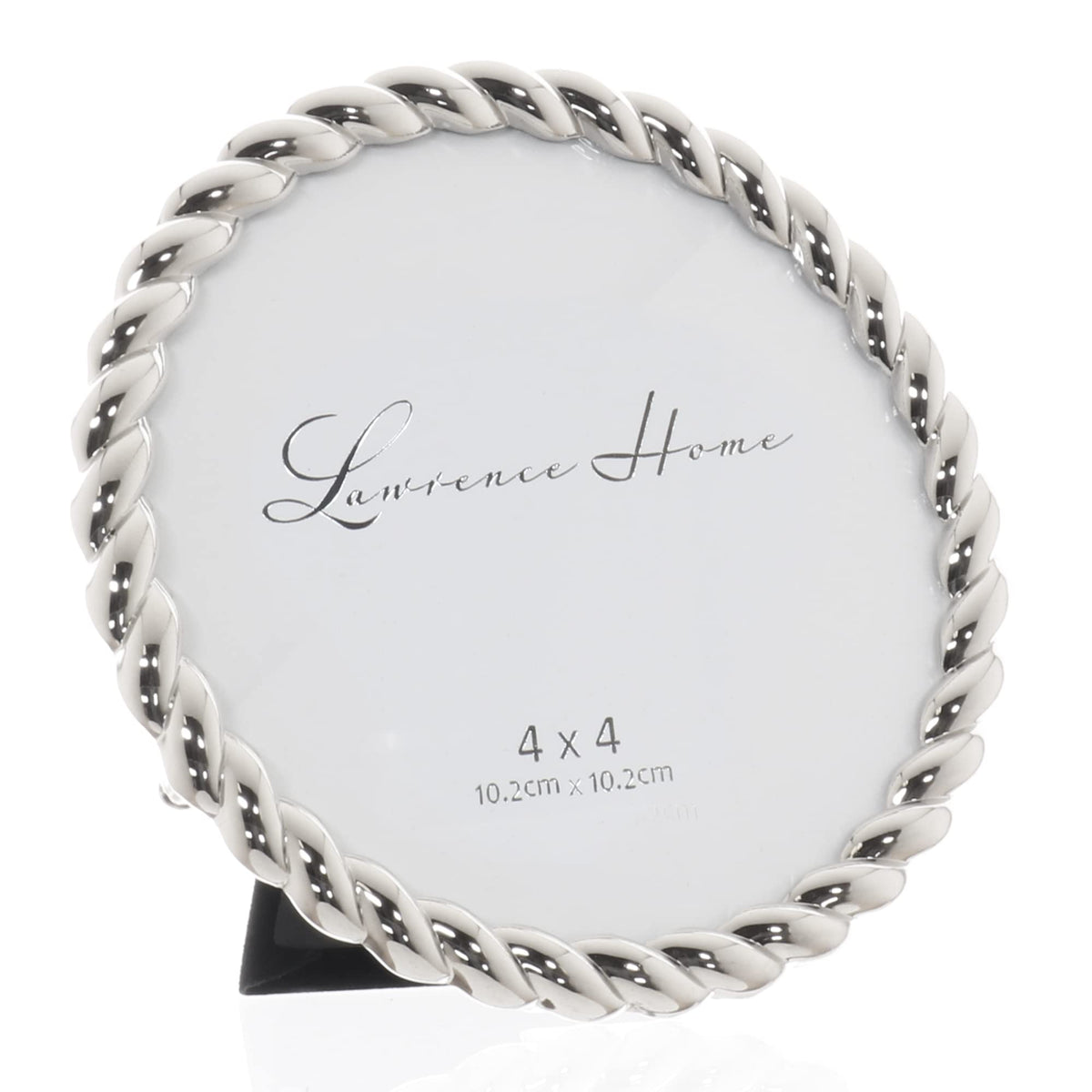 Lawrence Frames Rope Design Metal Frame round silver back view showing velvet backing and mounting options