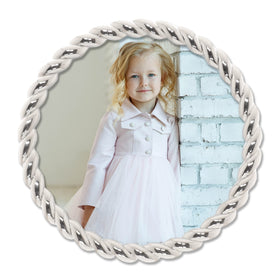 Lawrence Frames Rope Design Metal Frame round silver side view highlighting rope detailing for modern interiors