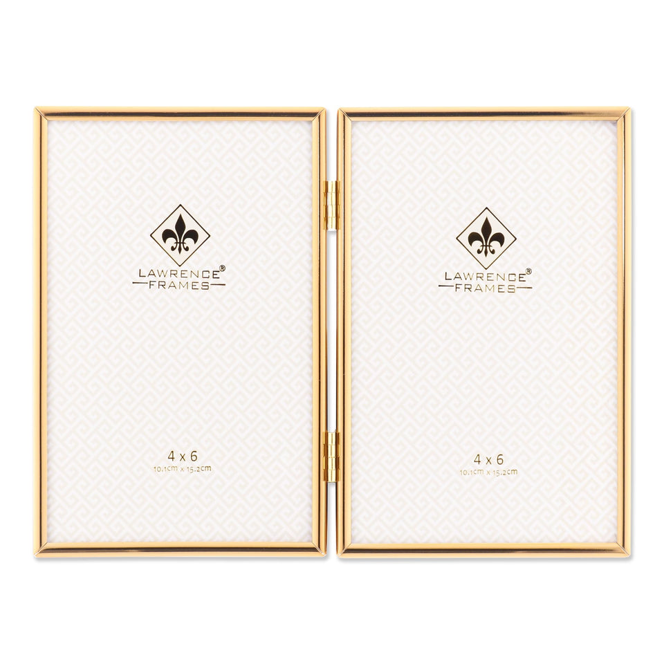 Lawrence Frames Simply Gold frame front view showcases two vertical 4x6 photos