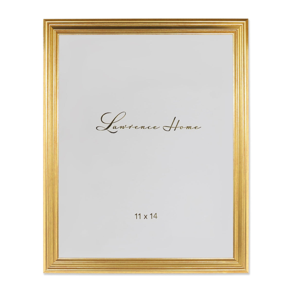 Lawrence Frames Sutter burnished gold 11x14 frame for wall or tabletop display.