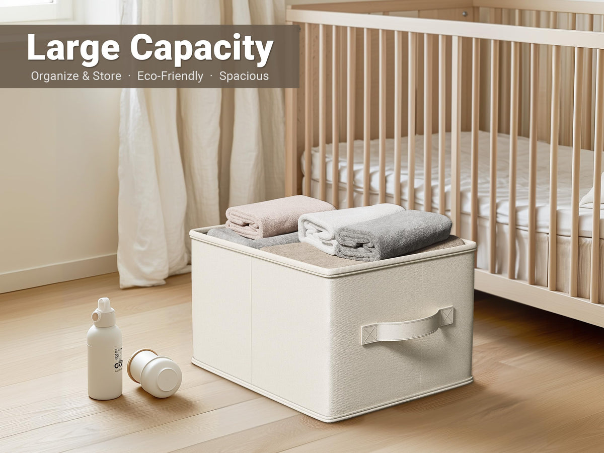 LayerSpace fabric storage bin side view emphasizes convenient handling for easy access.