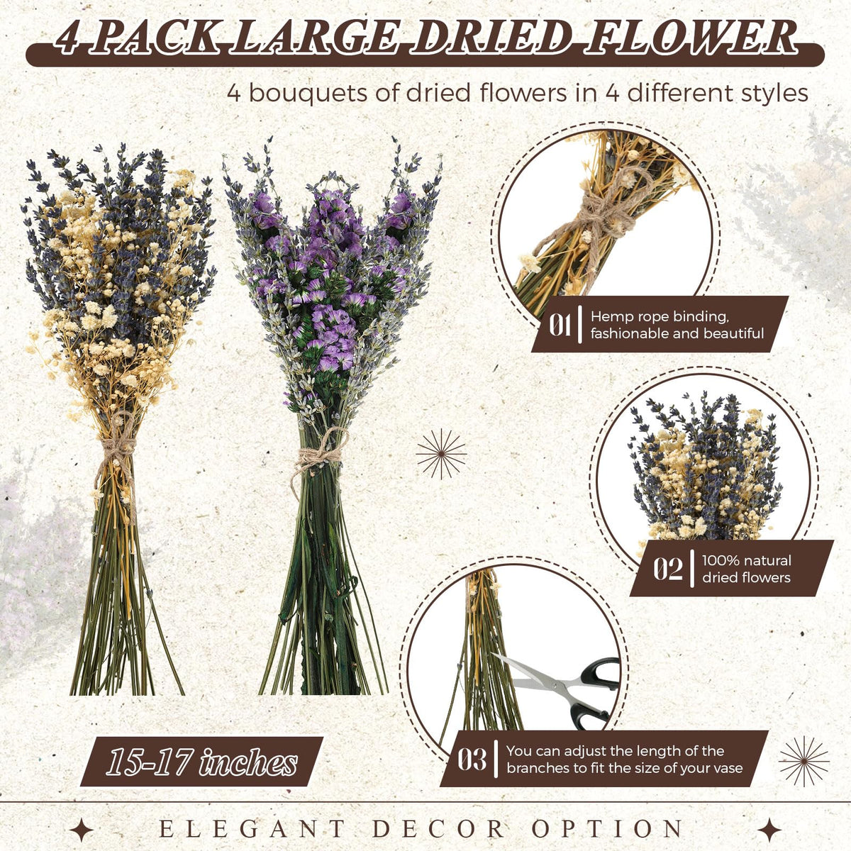 Layhit boho dried flower bouquet with varied colors, ideal for home vase styling.