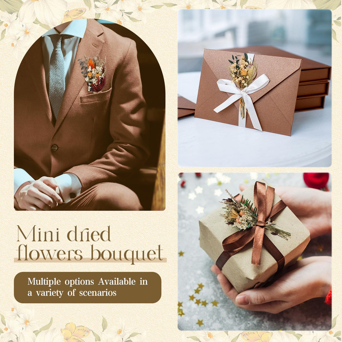 Layhit bridesmaid gift idea featuring 12 dried bouquets in soft colors