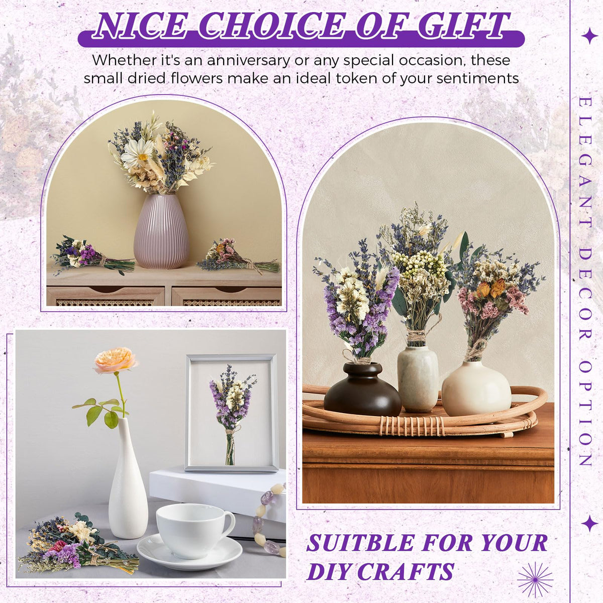 Layhit dried flowers handmade collection closeup with varied stems
