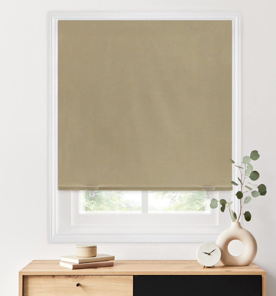 LazBlinds blackout roller shade closed for privacy and UV protection.
