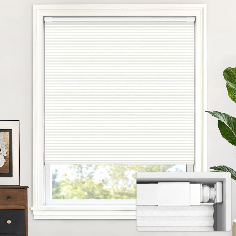 LazBlinds cordless cellular shades with closed view showing soft privacy and light diffusion