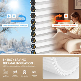 LazBlinds honeycomb cells trap air to improve insulation and comfort.