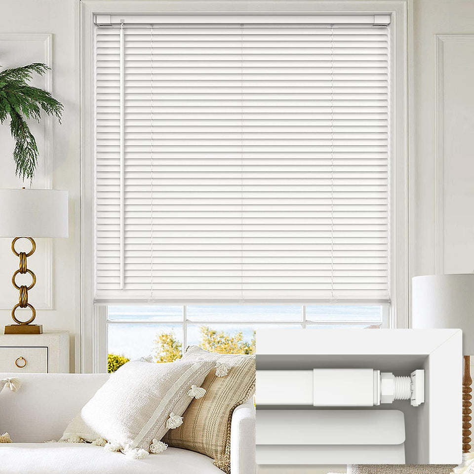 LazBlinds inside-mount installed blind close-up showing a clean rental-friendly fit.