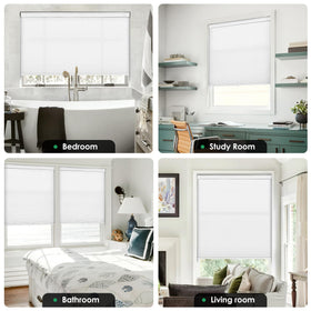 LazBlinds light-filtering fabric provides privacy with a soft room glow.