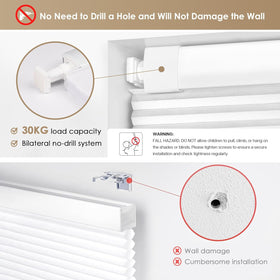 LazBlinds No Tools-No Drill system enables quick tool-free wall mounting.