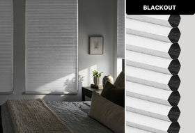 LazBlinds real blackout effect illustrating room darkening capability.