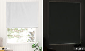 LazBlinds white-roller-shade-closeup highlights a clean modern finish