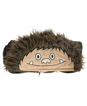 Lazy One Bigfoot hooded blanket features ears and horns for whimsy