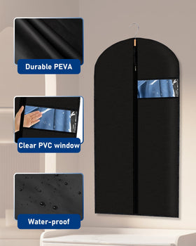 Lazydrop black garment cover hanging design fits suits and jackets.