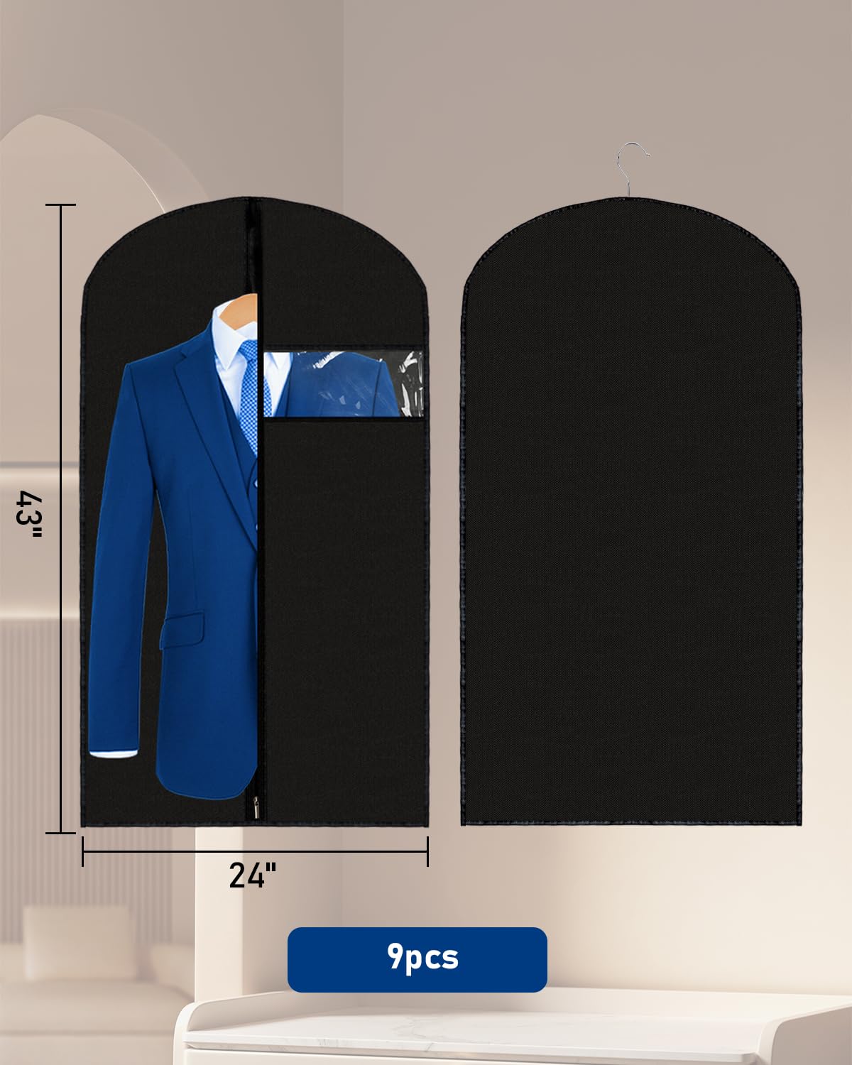 Lazydrop suit bag with clear window for quick item identification.