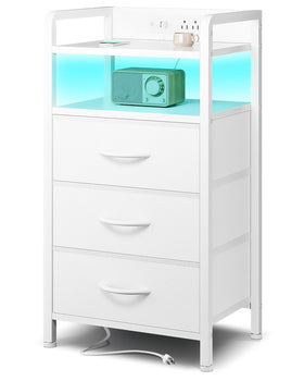 Lazzanto Night Stand with LED strip delivers ambient bedside lighting.