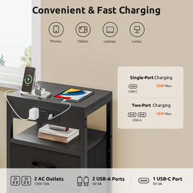 Lazzanto Nightstand Charger fabric drawer close-up showing removable storage