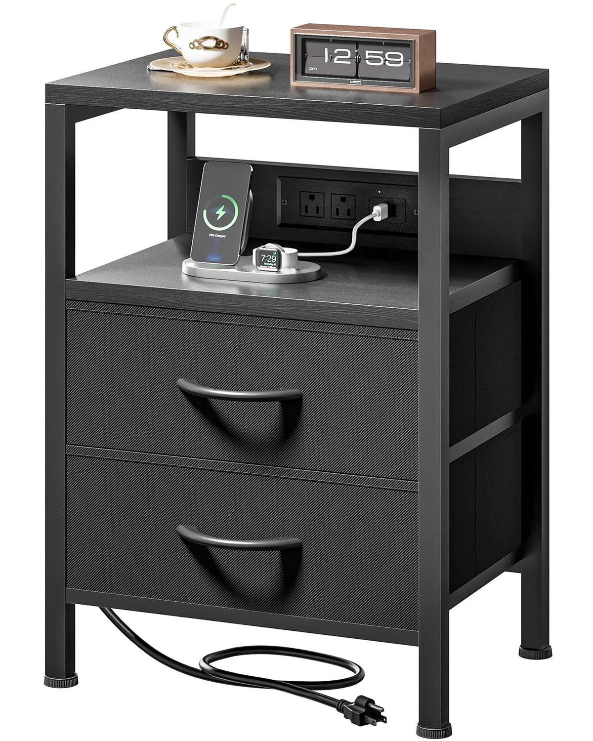 Lazzanto Nightstand Charger front view with built-in hub for convenient charging