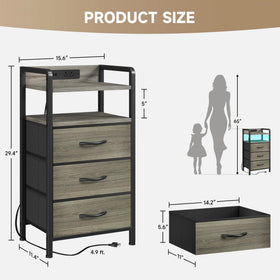 Lazzanto nightstand charging station includes USB ports and outlets for devices.