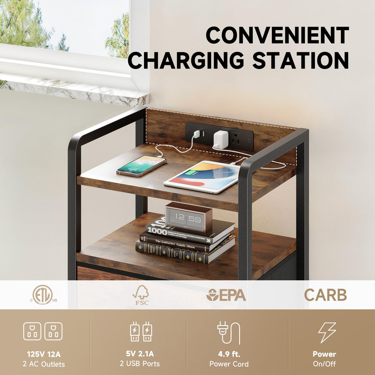 Lazzanto nightstand drawers open for easy access to essentials