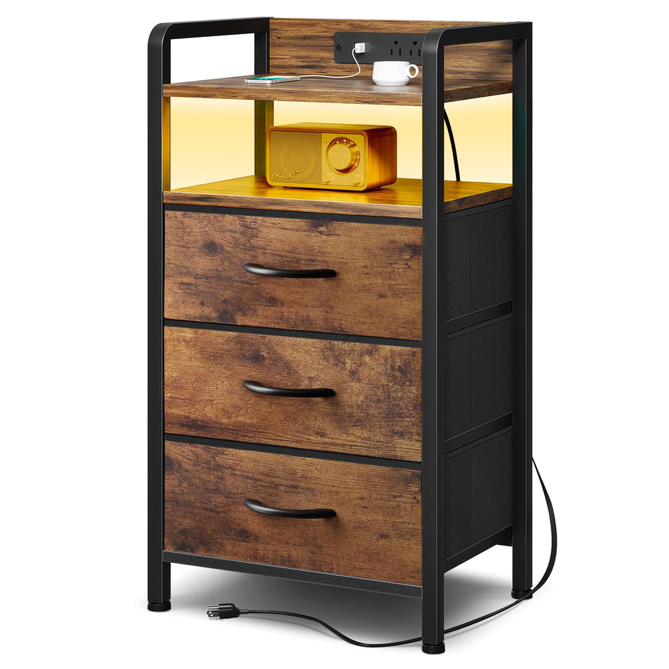 Lazzanto nightstand with LED strip for ambient bedside lighting