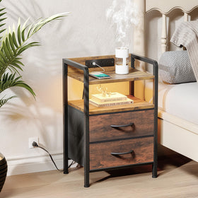 Lazzanto nightstand with LED light strip lit for ambient mood