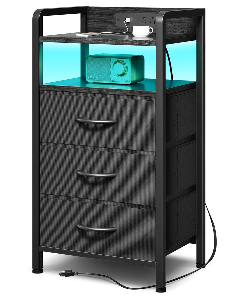 Lazzanto nightstand with LED strip creating ambient bedroom lighting