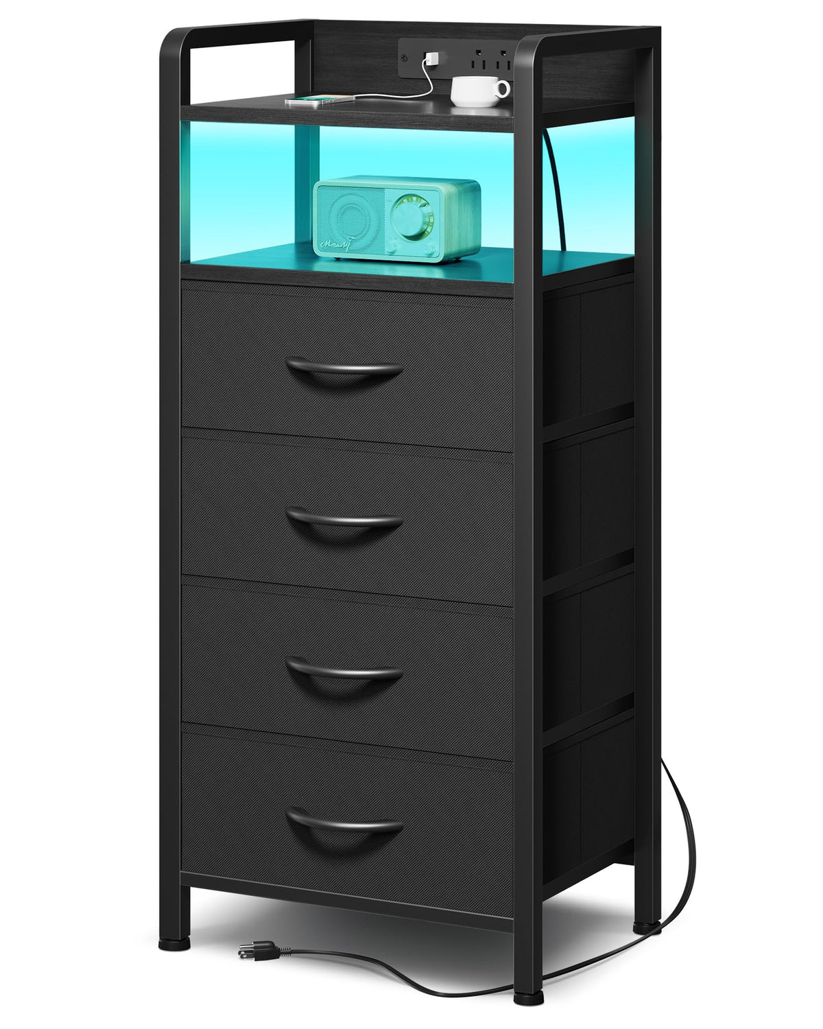 Lazzanto Nightstand LED strip creates ambient lighting with app or cord control.