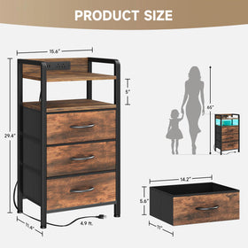Lazzanto nightstand black-coated metal frame provides sturdy support