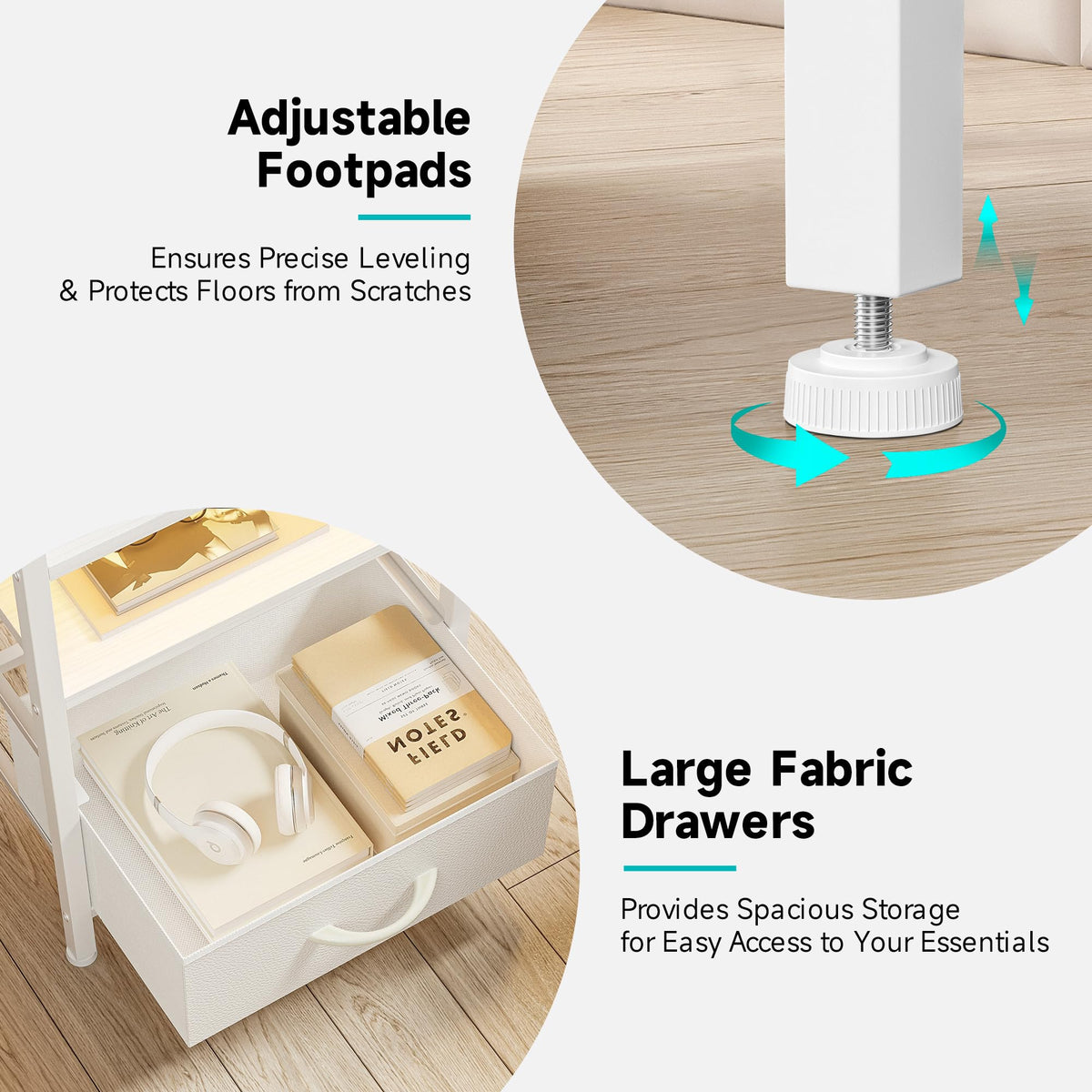 Lazzanto Night Stand modern white finish complements any bedroom decor.
