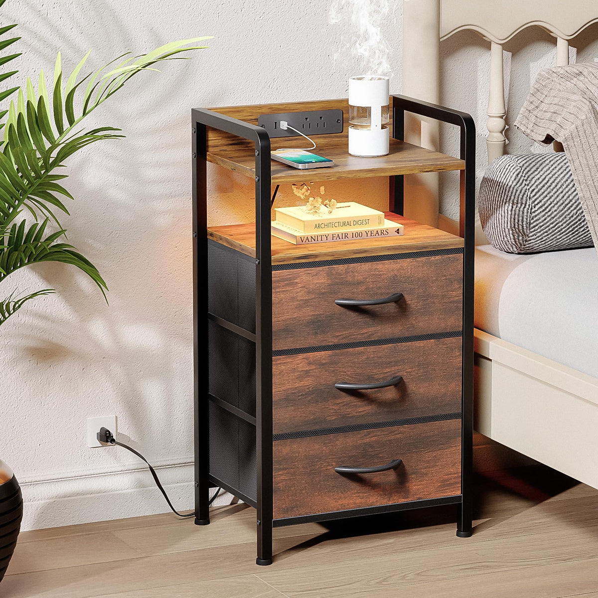 Lazzanto nightstand USB ports for convenient device charging