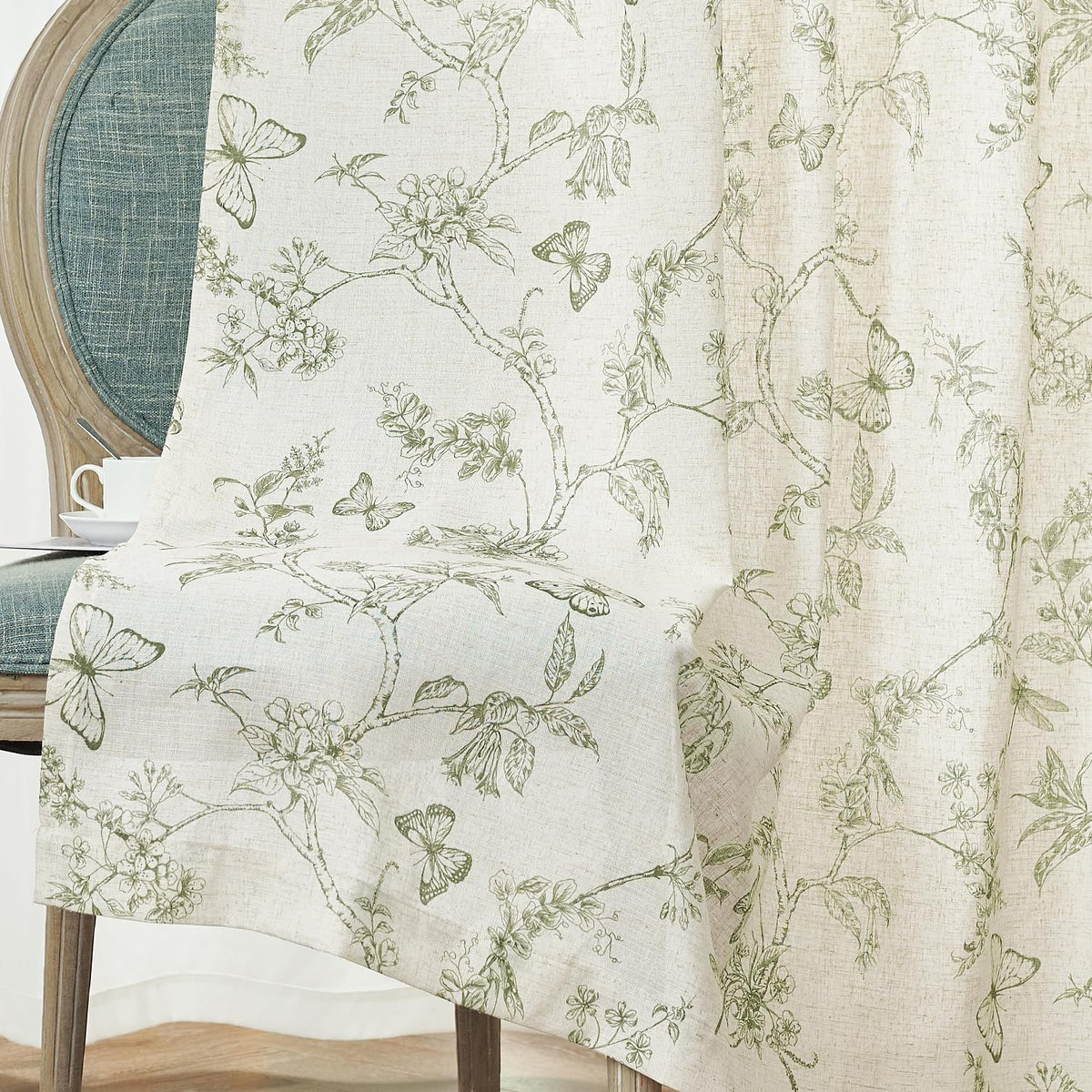 Machine washable linen blend; easy care for Lazzzy Charlotte curtains.