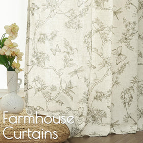 Living room setup with Lazzzy Charlotte green floral linen curtains.