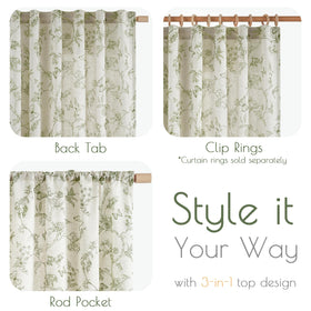 Lazzzy Charlotte vintage green floral curtain enhances rustic room vibes.