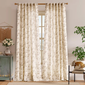 Lazzzy Farmhouse Linen Curtains floral print adds rustic charm and privacy