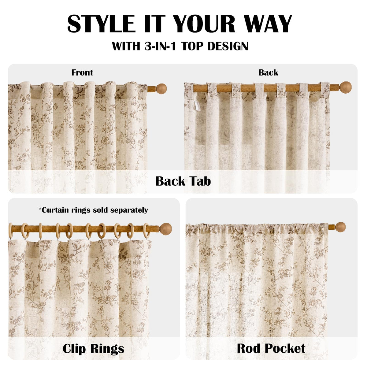 Lazzzy Farmhouse Linen Curtains open weave texture for elegant drape